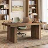 63" Solid Wood Executive Desk, Farmhouse Large Computer Desk with Sturdy Legs 3