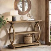 41.34" Solid Wood Console Table with 3-Tier Storage, Rustic Sofa Table for Entryway & Living Room 3