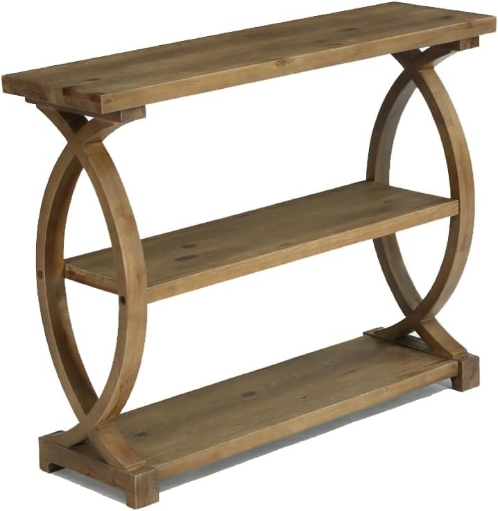 41.34" Solid Wood Console Table with 3-Tier Storage, Rustic Sofa Table for Entryway & Living Room