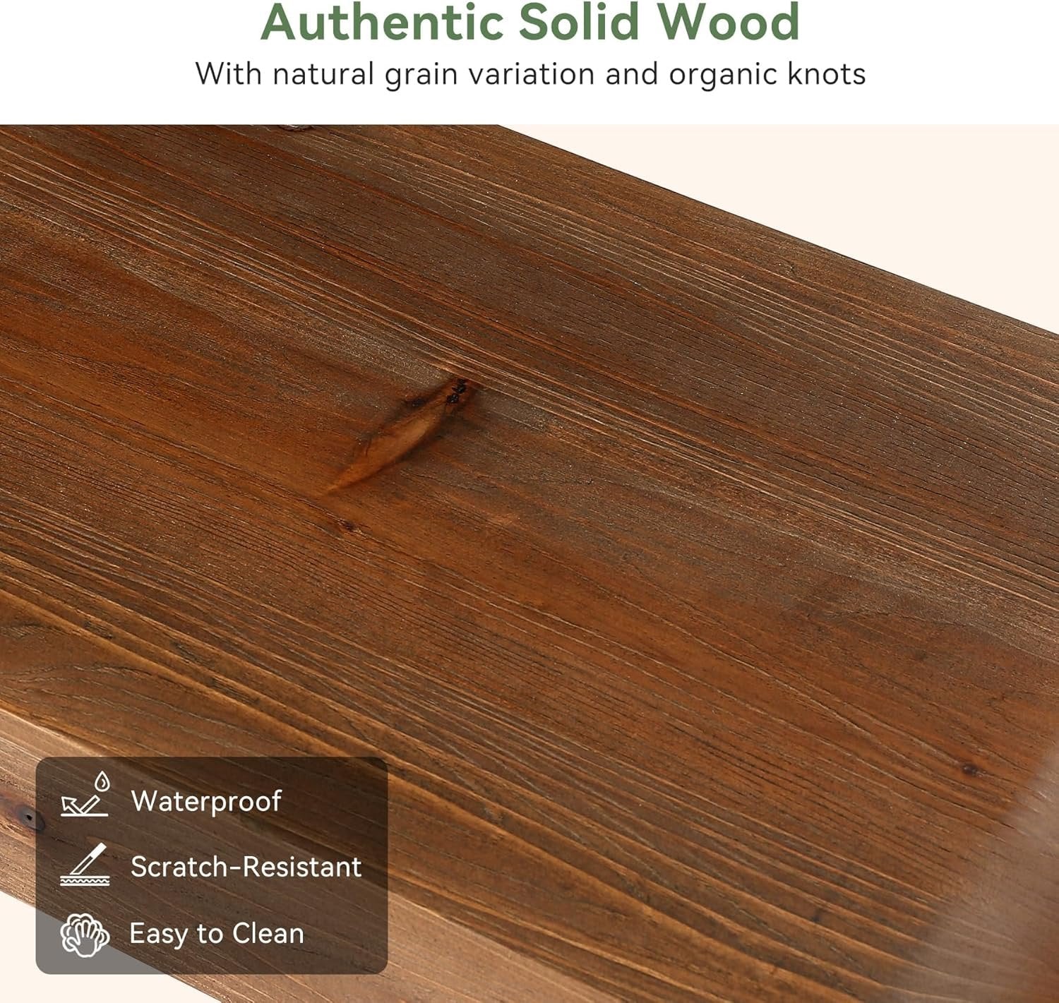 55" Modern Dining Bench, Solid Wood Entryway Bench with Thick Block Seat