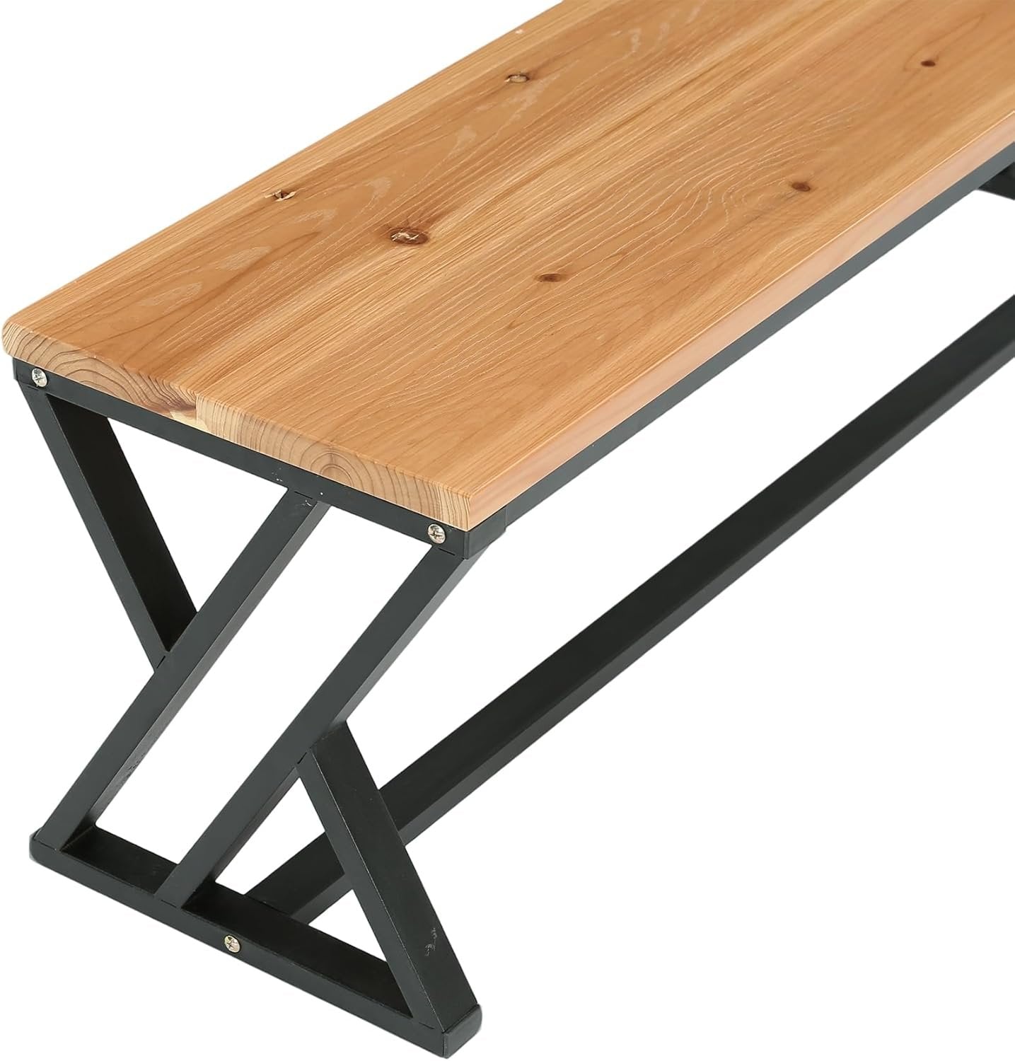 55" Long Entryway Bench, Solid Wood End of Bed Bench with Metal Legs