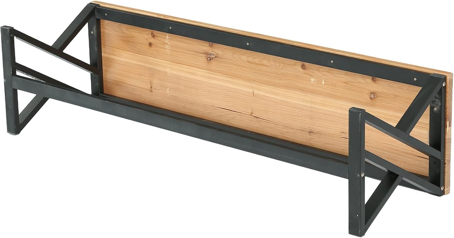 55" Long Entryway Bench, Solid Wood End of Bed Bench with Metal Legs