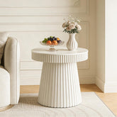 31.5" End Table, Round Bedside Table Nightstand with Fluted Pedestal 3