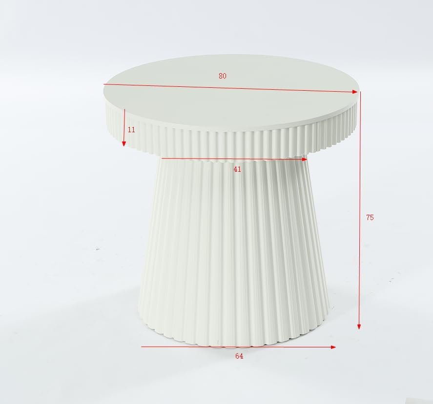 31.5" End Table, Round Bedside Table Nightstand with Fluted Pedestal