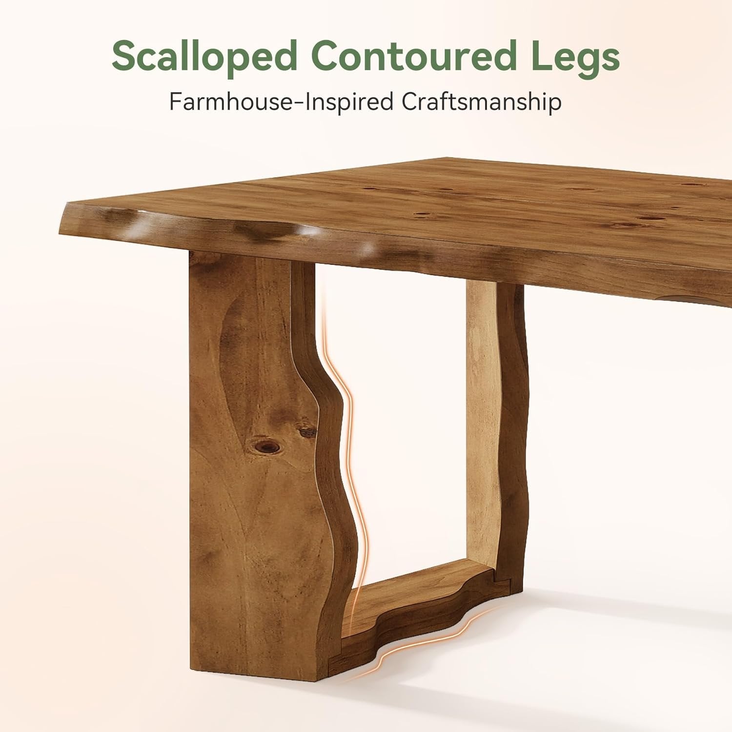 63" Solid Wood Live Edge Executive Desk, Rustic Farmhouse Computer Desk for Home Office or Studio Workspace