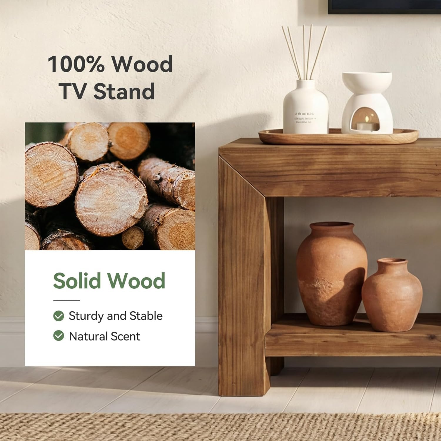 63" TV Stand, TV Console Entertainment Center with 2-Tier Shelves for TVs up to 75"