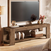55" Solid Wood TV Stand, 2-Tier TV Console Media Stand for TVs up to 60" 3
