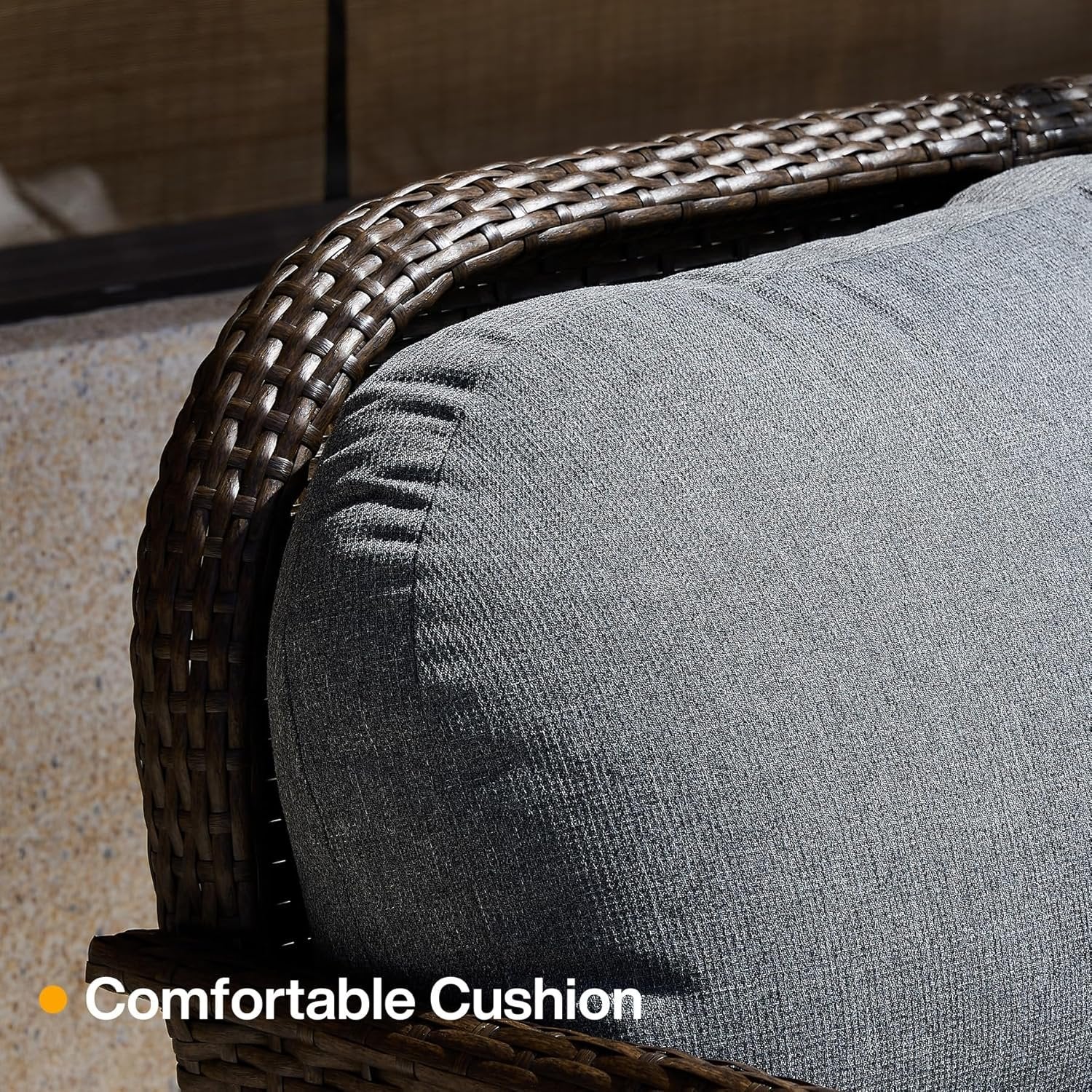 Outdoor Wicker Loveseat, 2-Seater Patio Sofa PE Rattan Outdoor Furniture for Porch