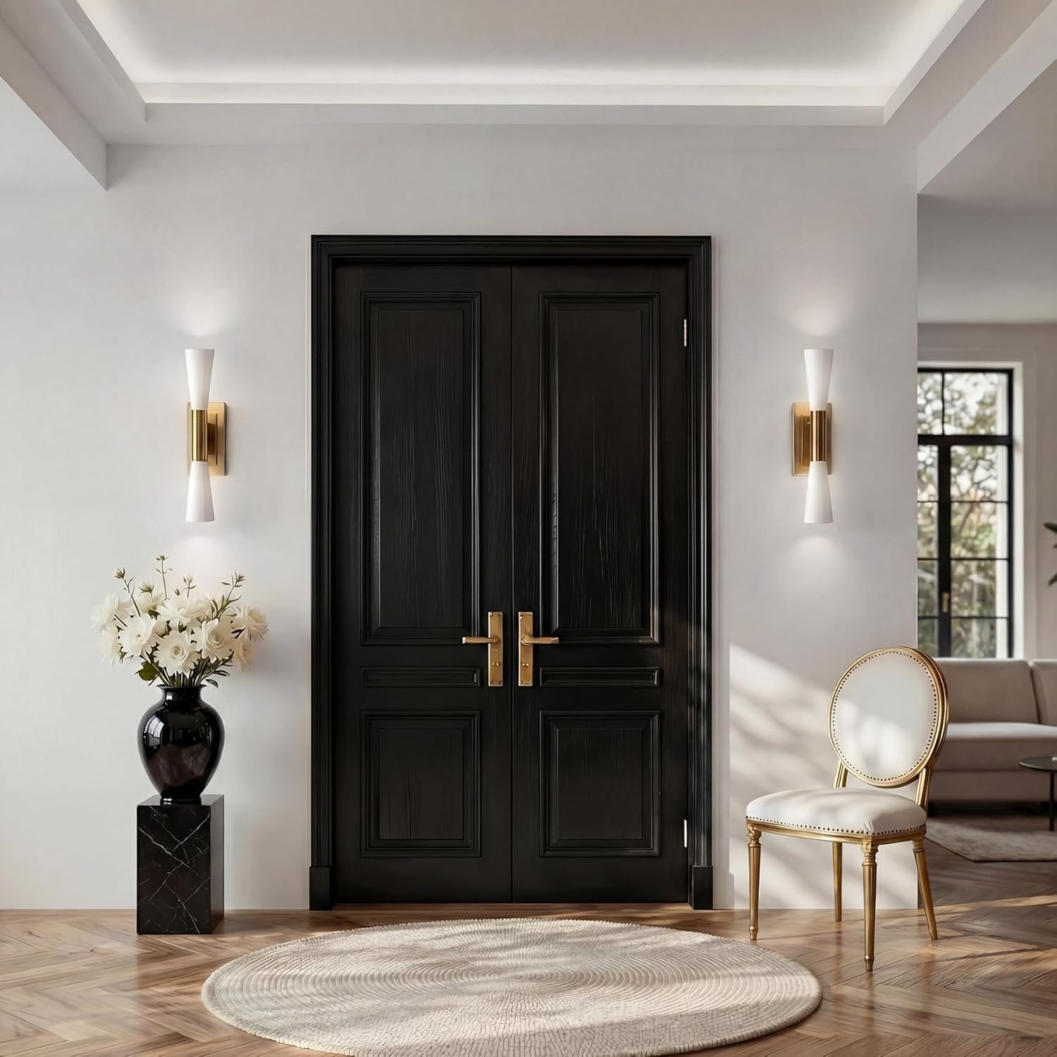 21.7" 2-Light Wall Sconces, Modern Wall Light Fixture with Frosted Glass Shade for Living Room