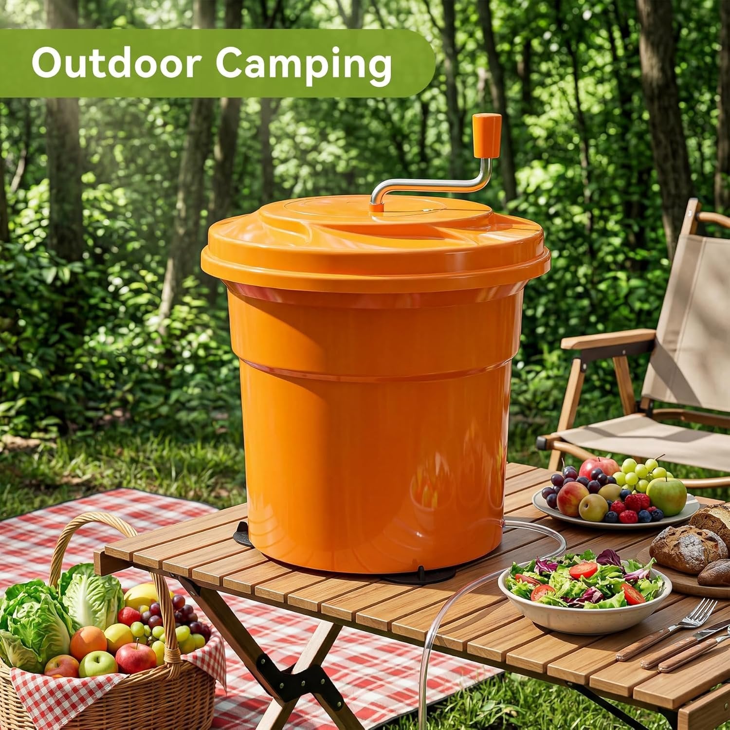 Commercial salad spinner can be used for outdoor camping