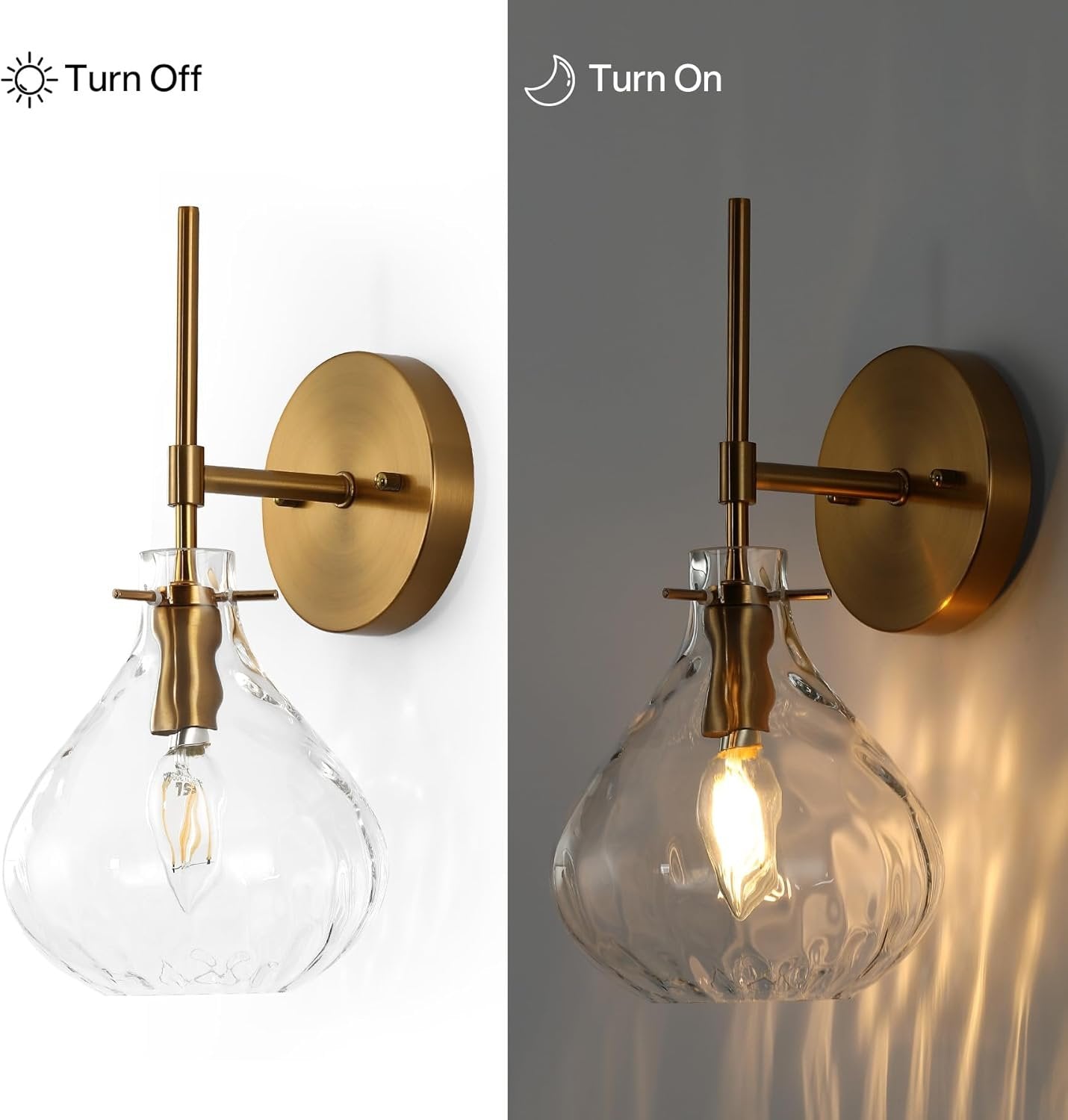 Wall Sconce Set of 2, Bathroom Vanity Wall Lamp with Clear Glass Shade