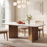 63-inch rectangular stone top dining table for six in a modern dining room 3