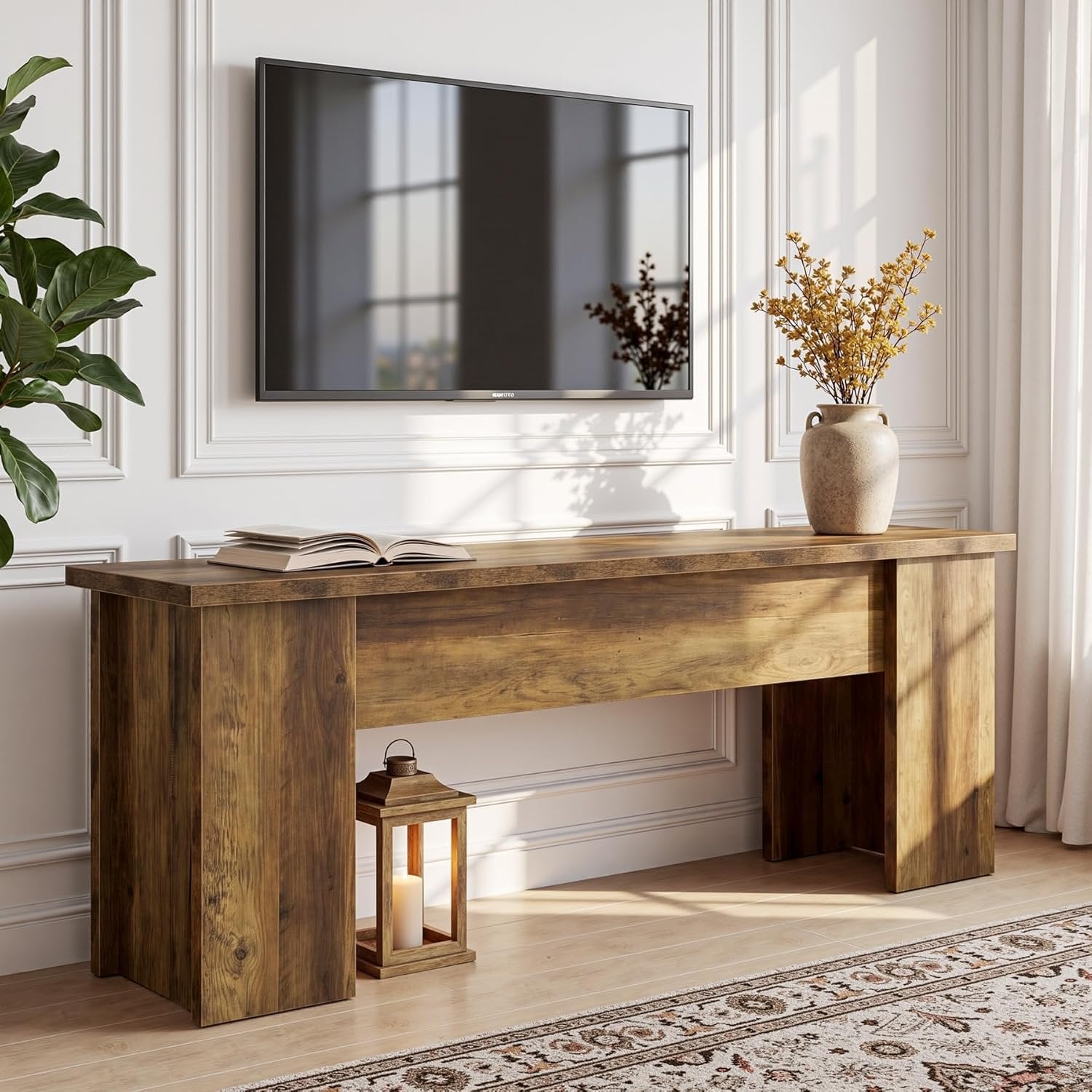63" Farmhouse TV Stand, Long Media Console Television Stands for 55/60/65/75 Inches TVs