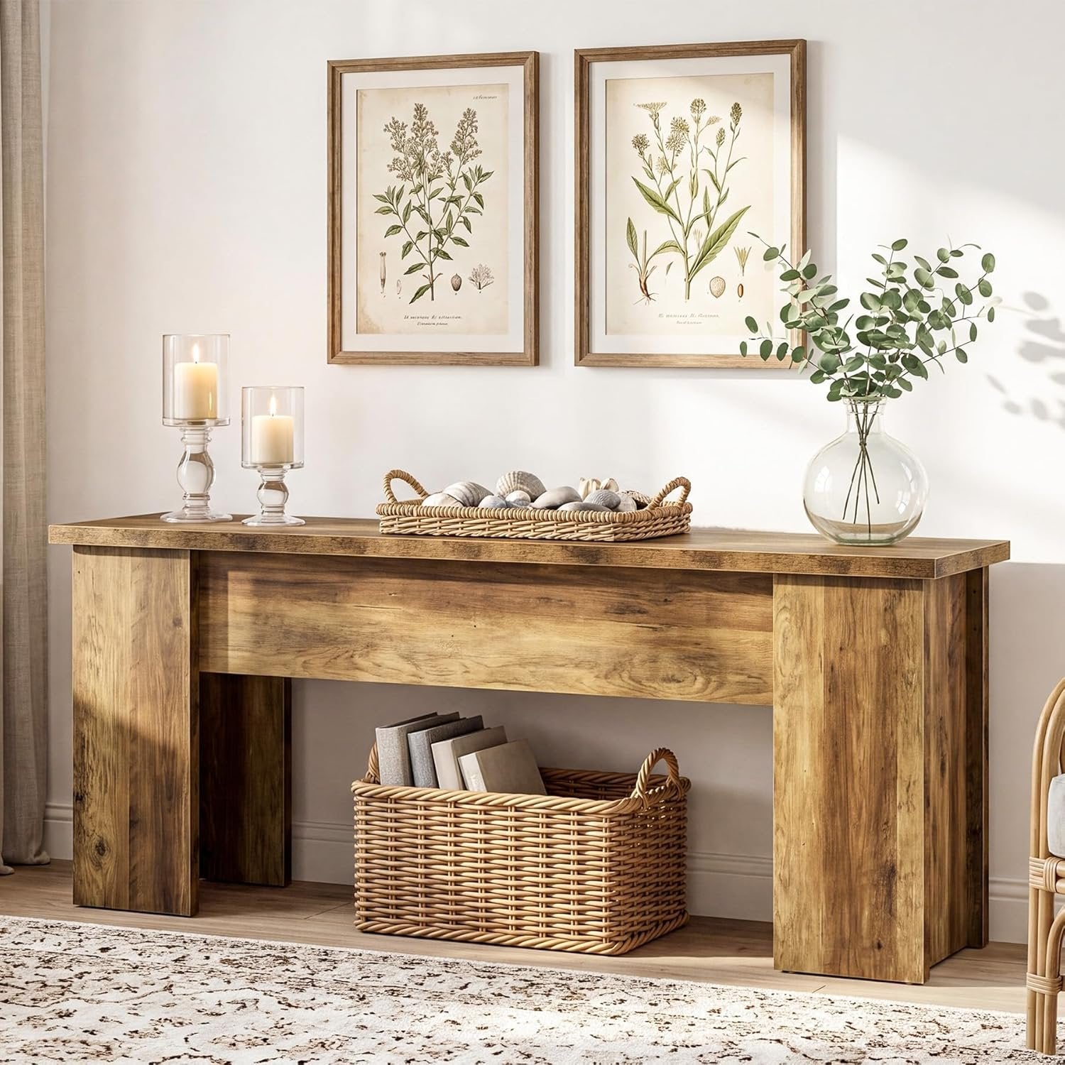 63" Farmhouse TV Stand, Long Media Console Television Stands for 55/60/65/75 Inches TVs