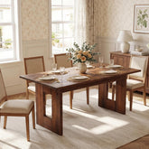 63" Solid Wood Dining Table, Rectangular Kitchen Table for 4-6 People with Thick Top 3