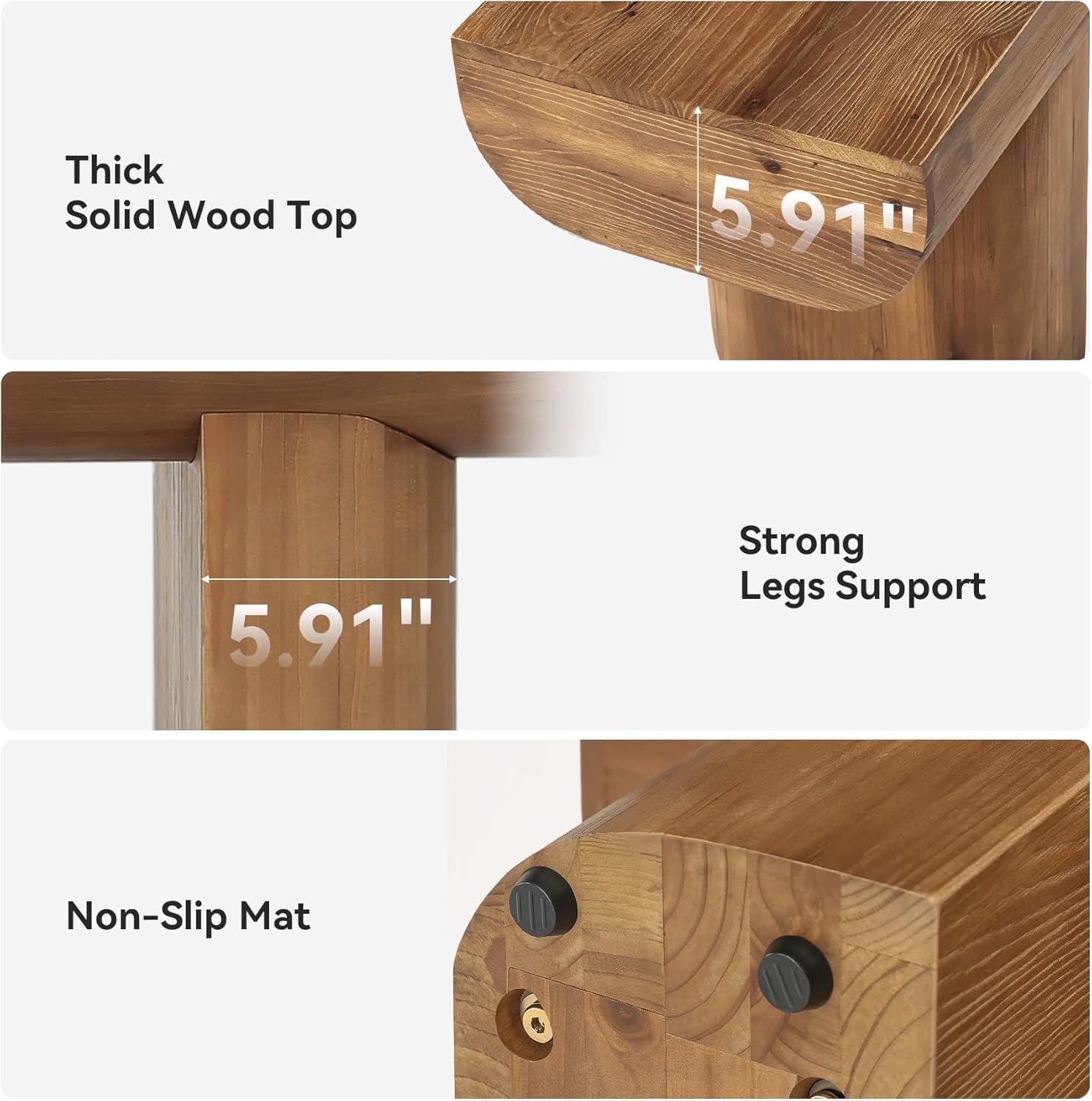 55" Solid Wood Entryway Bench, Farmhouse End of Bed Bench for Living Room