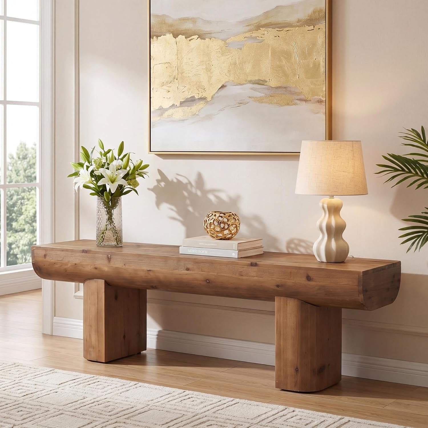 55" Solid Wood TV Stand, Farmhouse Entertainment Center for TVs up to 65" for Living Room