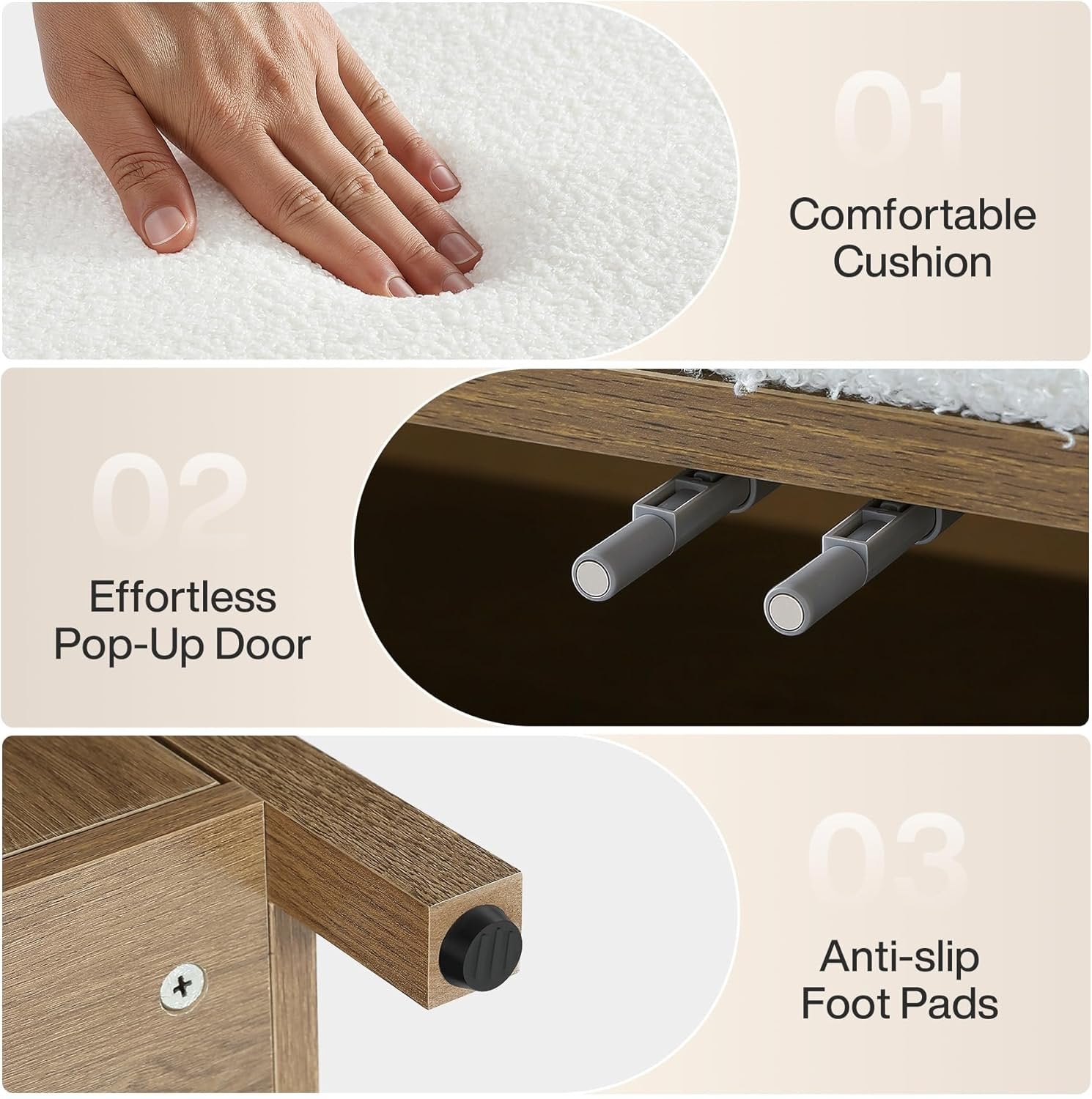 55" Entryway Bench, 2-Tier Shoe Storage Bench with Thickened Padded Seat Cushion