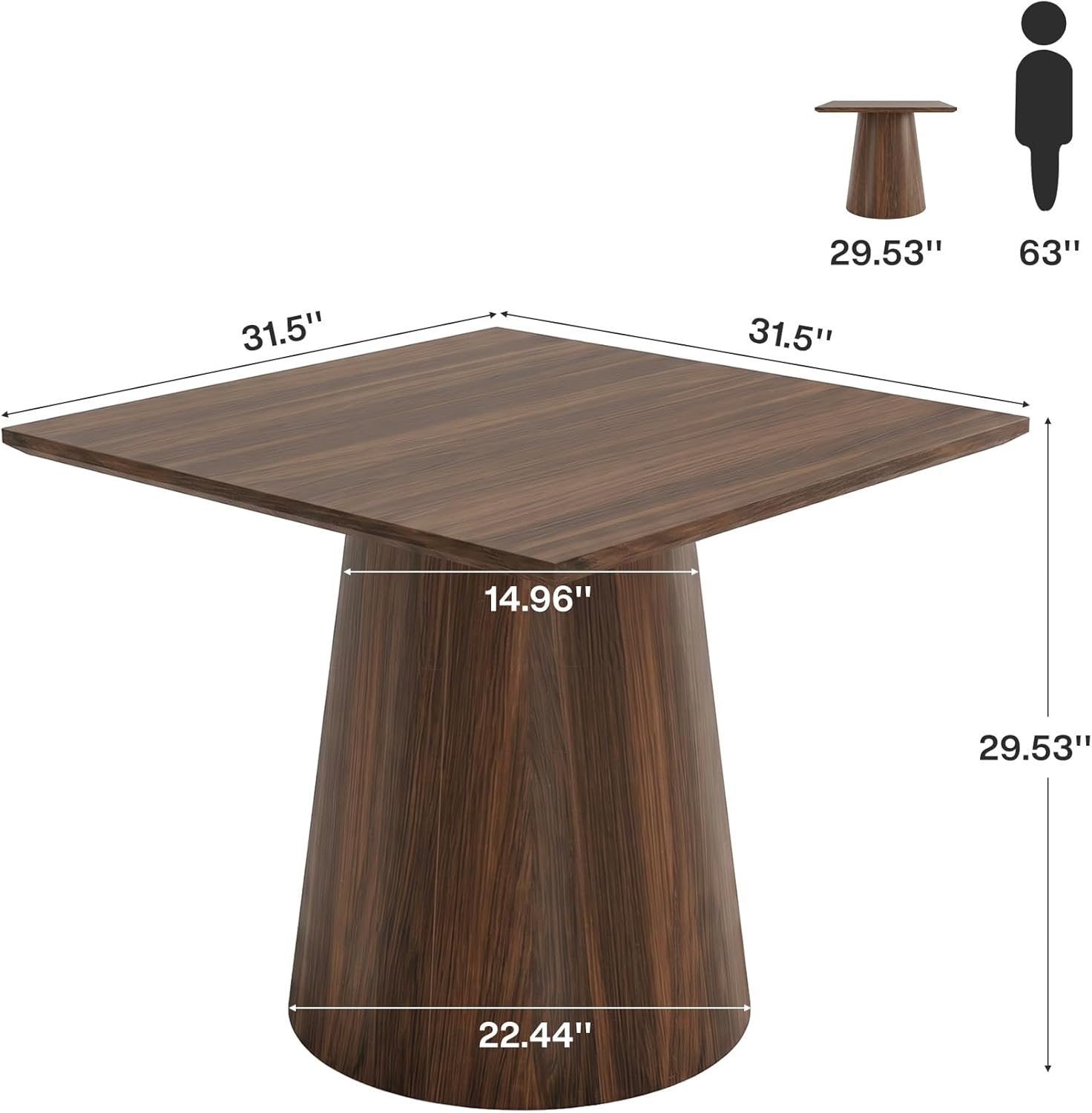 31.5" Square Conference Table, Wooden Meeting Room Table for 4 People