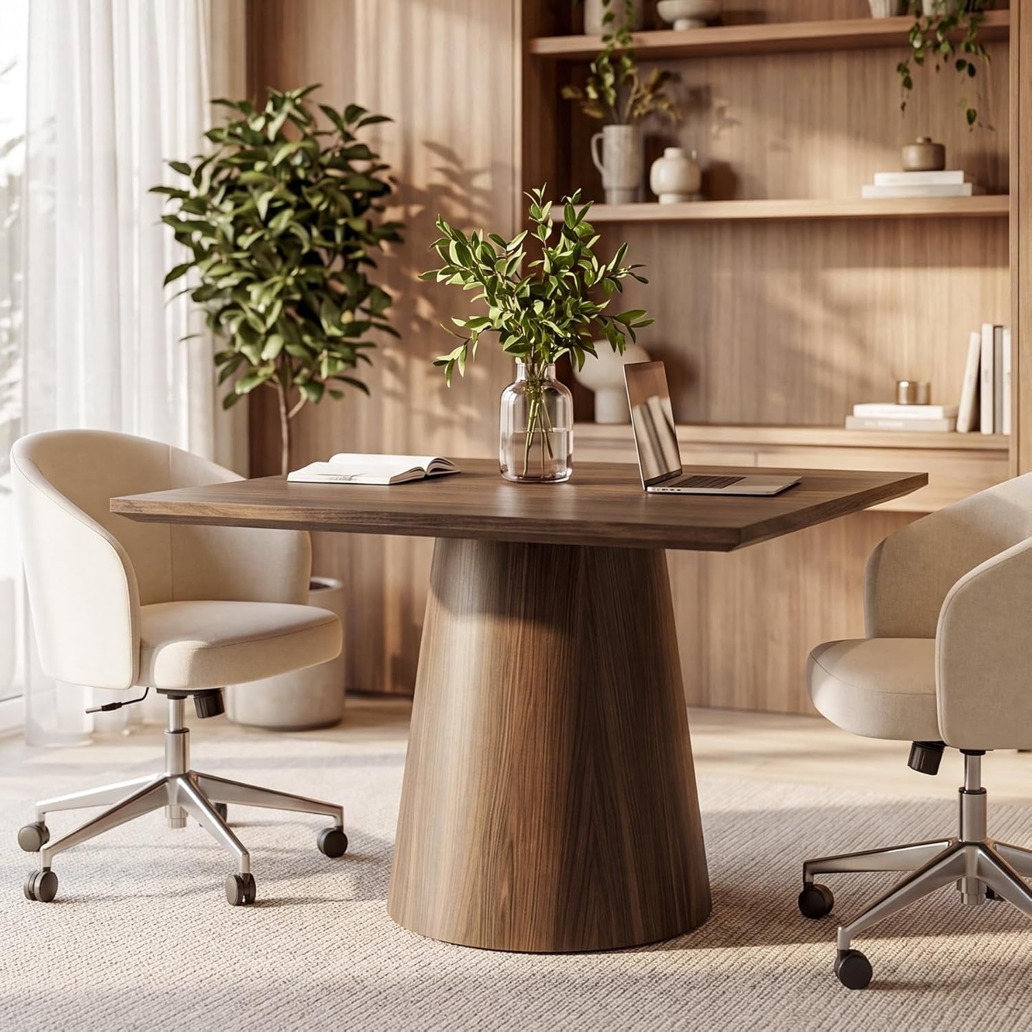 31.5" Square Conference Table, Wooden Meeting Room Table for 4 People