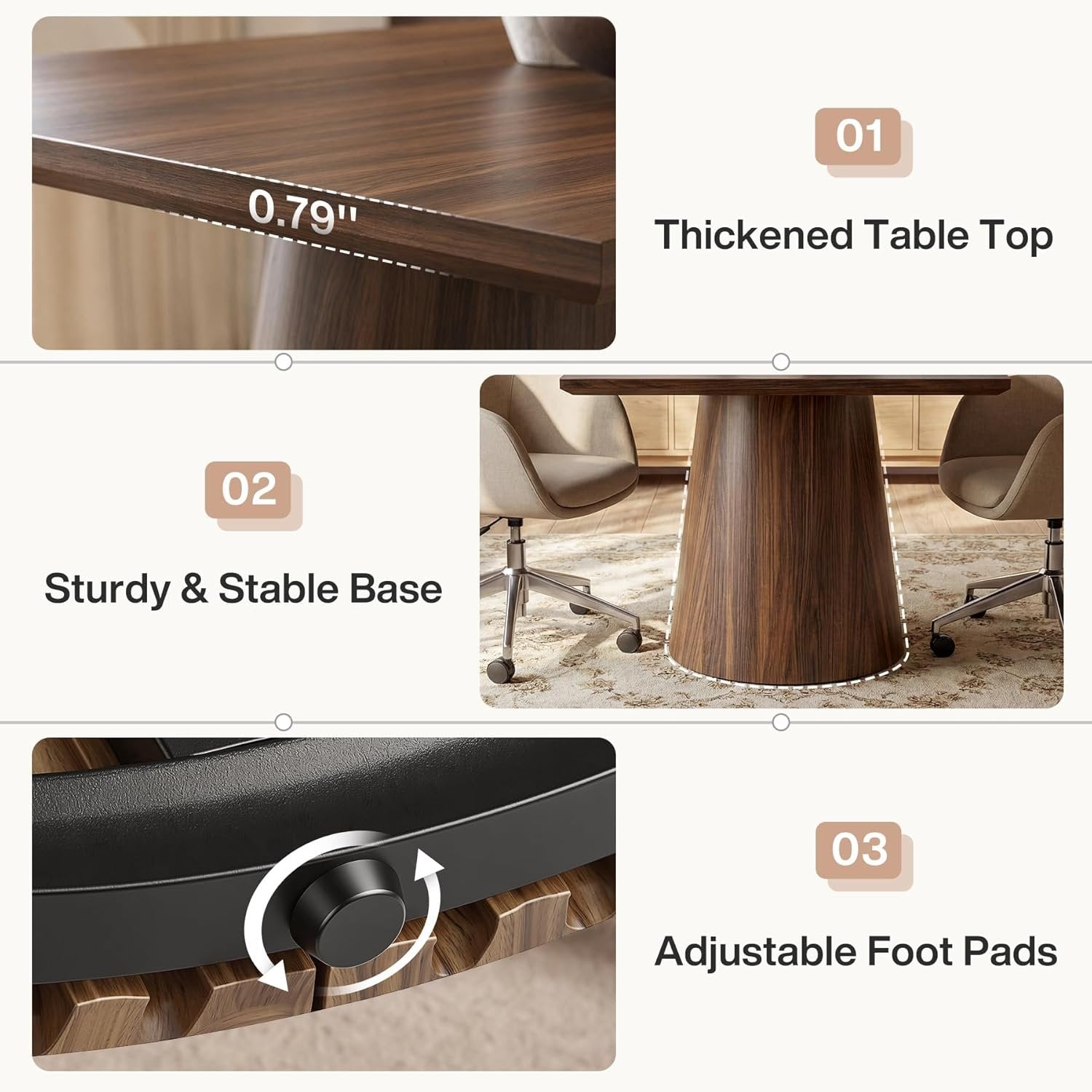 31.5" Square Conference Table, Wooden Meeting Room Table for 4 People