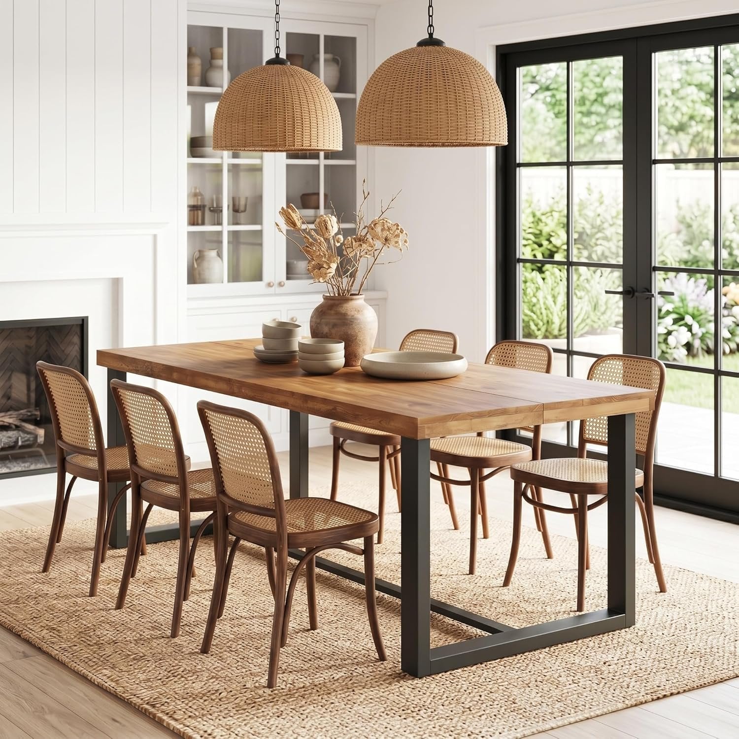 70.8" Solid Wood Dining Table, Farmhouse Kitchen Table for 6-8 for Dining Room