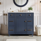 35" Bathroom Vanity with Sink, Modern Solid Wood Bathroom Cabinet with 4 Drawers 3