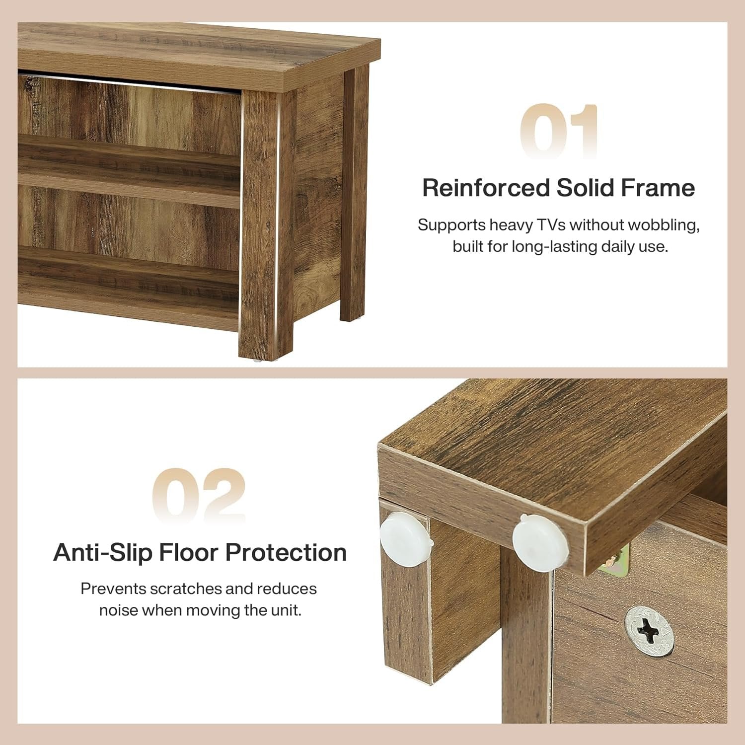 55.1" Farmhouse TV Stand, 2-Tier Media Console Entertainment Center for 55/60/65-Inch TVs