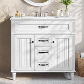 35" Solid Wood Bathroom Vanity, Freestanding Vanity Cabinet with Tip-Out Drawer 3
