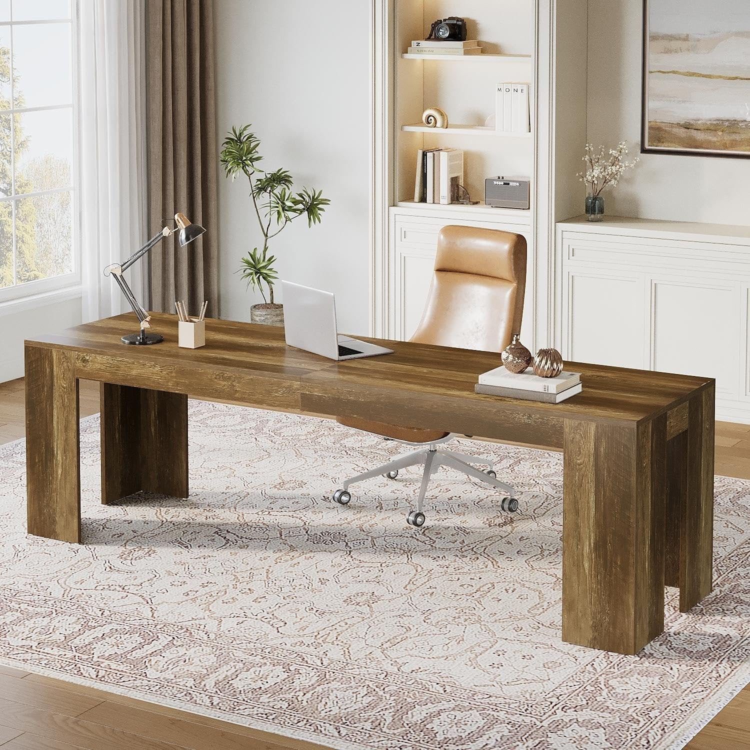 86.6" Two Person Computer Desk, Long Executive Desk with Large Workspace for Home Office