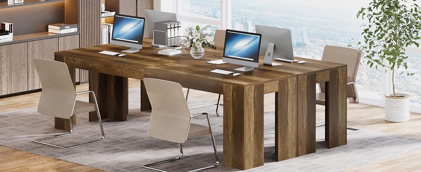 86.6" Two Person Computer Desk, Long Executive Desk with Large Workspace for Home Office