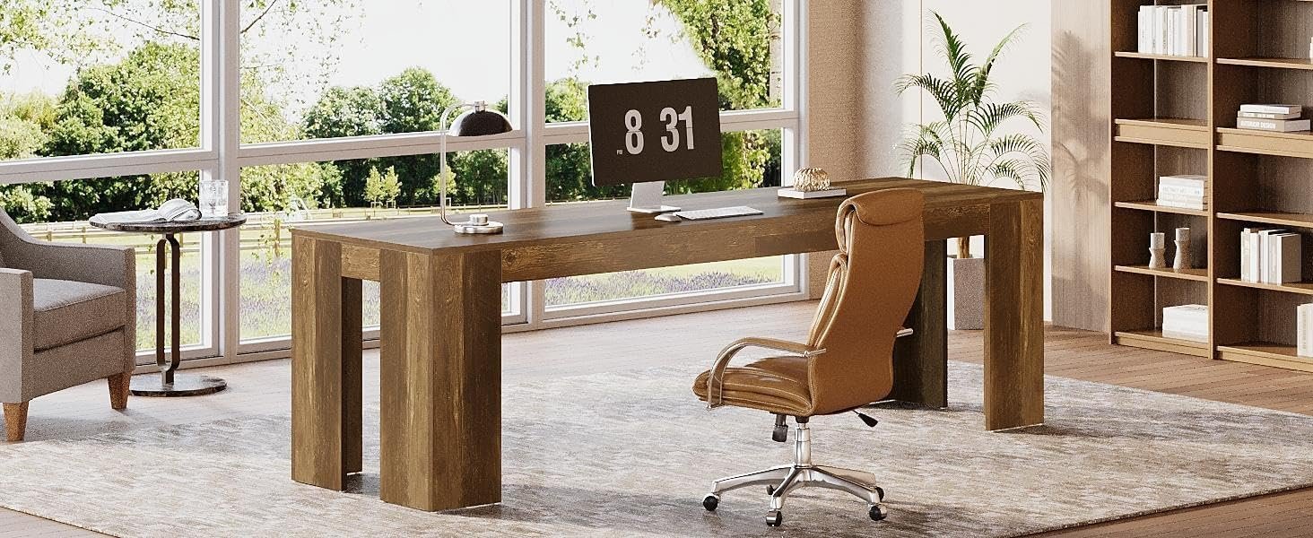 86.6" Two Person Computer Desk, Long Executive Desk with Large Workspace for Home Office