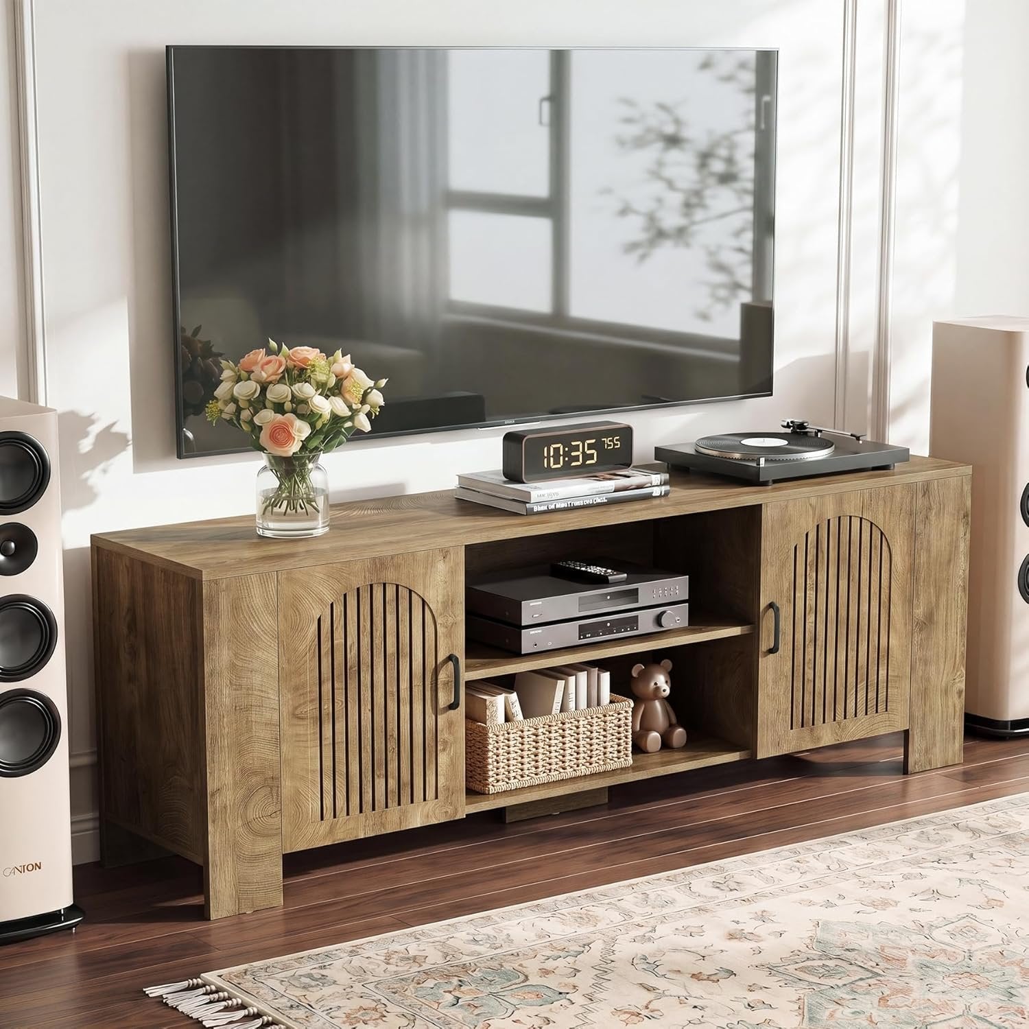 70.8" Long TV Stand for 65/70/75 Inch TVs, Modern Entertainment Center with Storage Cabinets