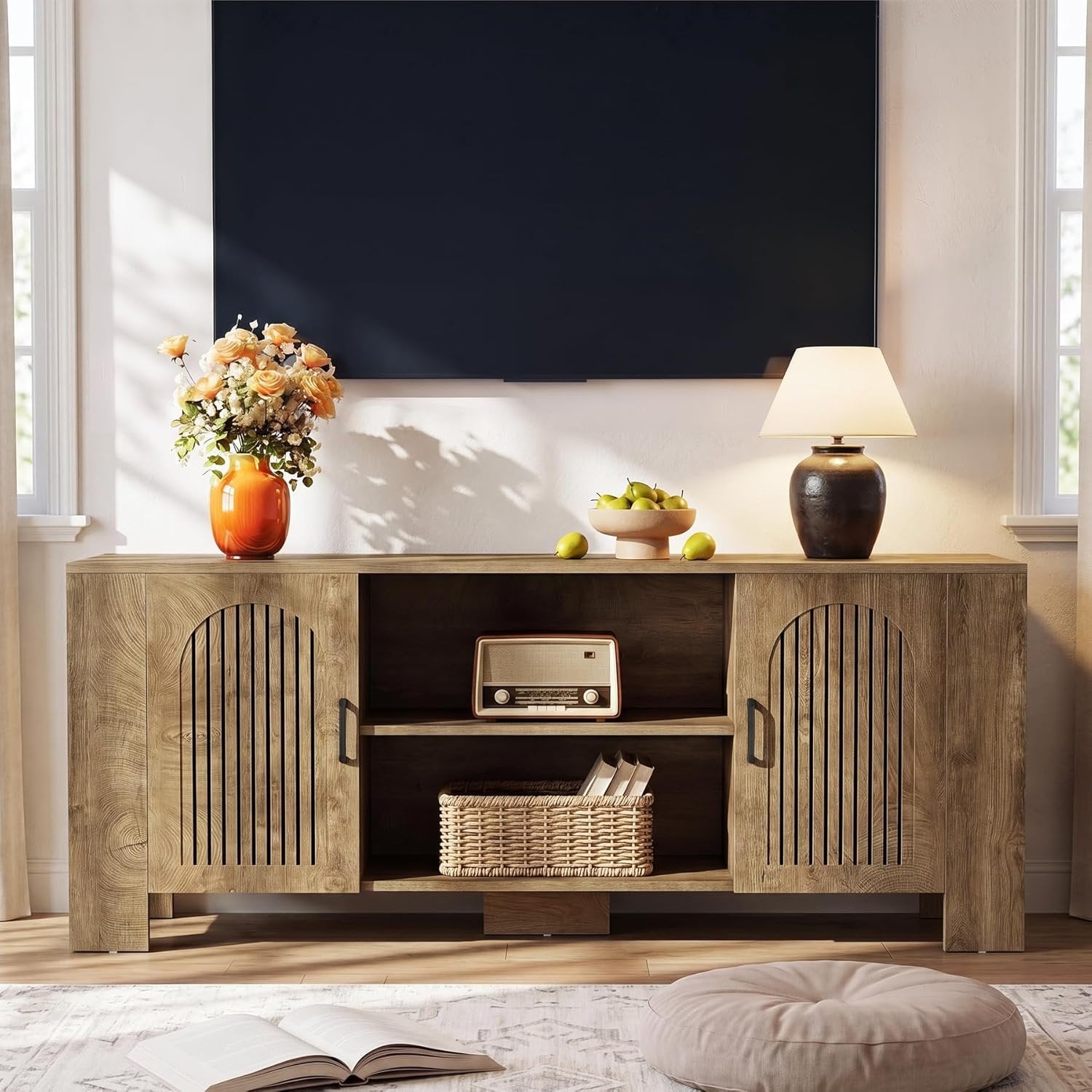 70.8" Long TV Stand for 65/70/75 Inch TVs, Modern Entertainment Center with Storage Cabinets