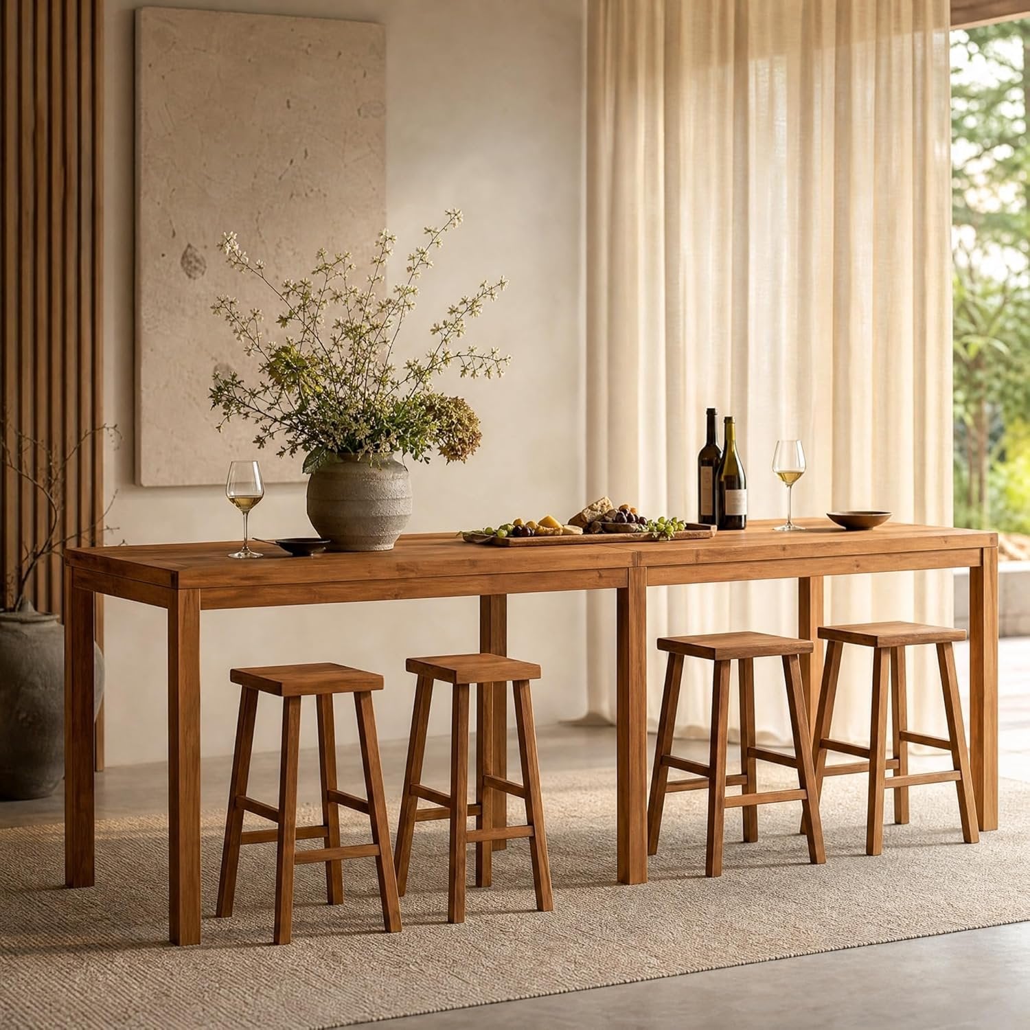 95" Solid Wood Bar Height Table, Rustic Counter Height Dining Table for Kitchen