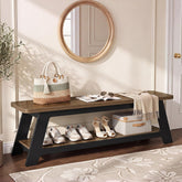 63" Long Entryway Bench, Modern Indoor Bench Seat with Shoe Storage for Hallway 3