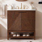 30" Bathroom Vanity with Sink, Farmhouse Bath Storage Cabinet with Solid Wood Frame 3