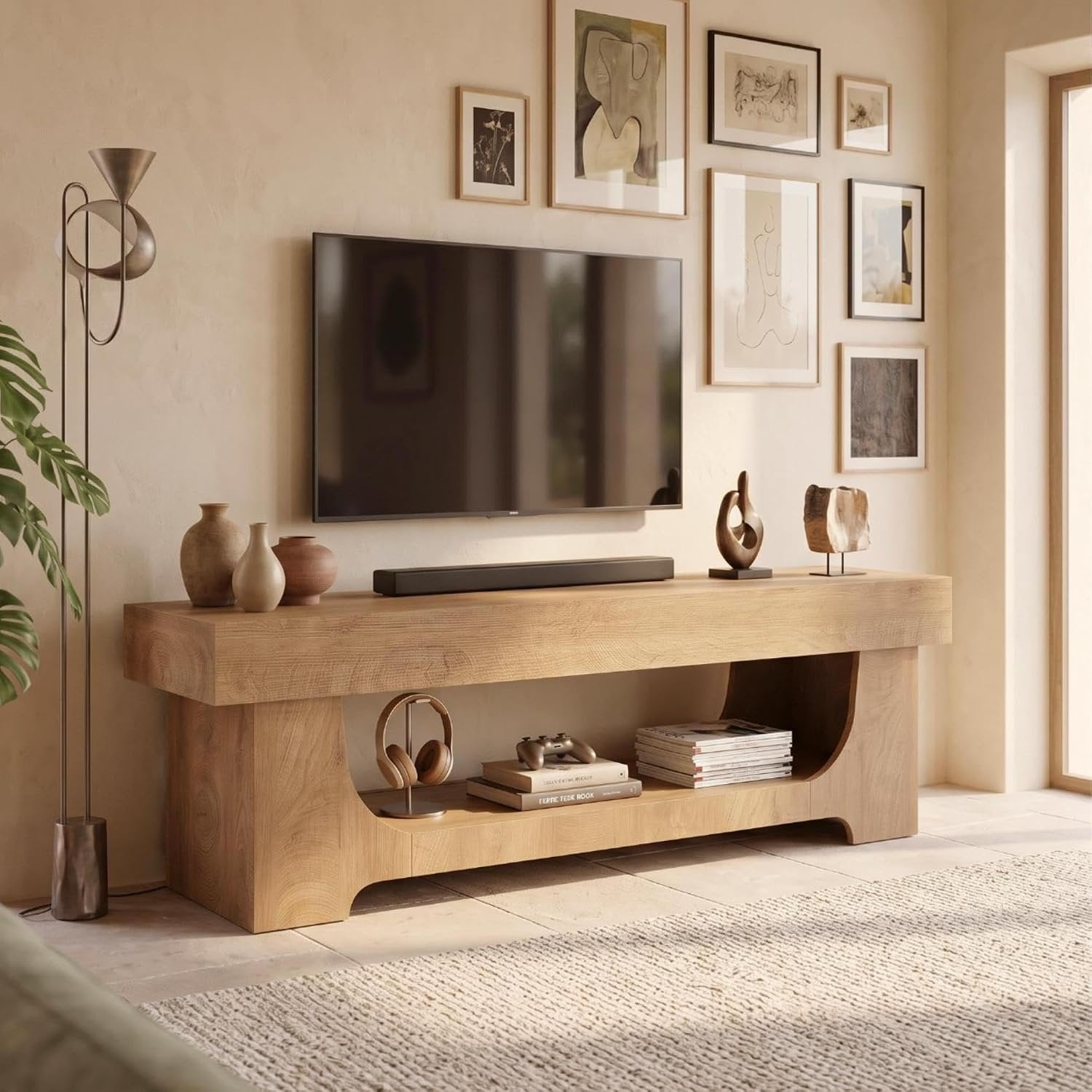 63" Farmhouse TV Stand, Entertainment Center with Storage for TVs Up to 75"