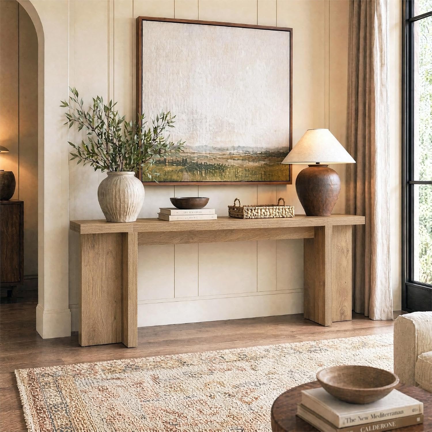 78.7" Extra Long Console Table, Entryway Table with Stable T-Shaped Legs and Long Tabletop