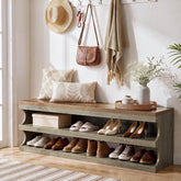Tribesigns Shoe Storage Bench with 3-Tier Shoe Rack, Entryway Bench with Storage for 12 Pairs of Shoes 3