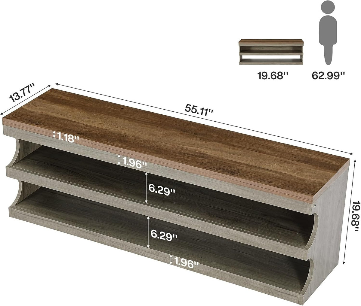 Tribesigns Shoe Storage Bench with 3-Tier Shoe Rack, Entryway Bench with Storage for 12 Pairs of Shoes