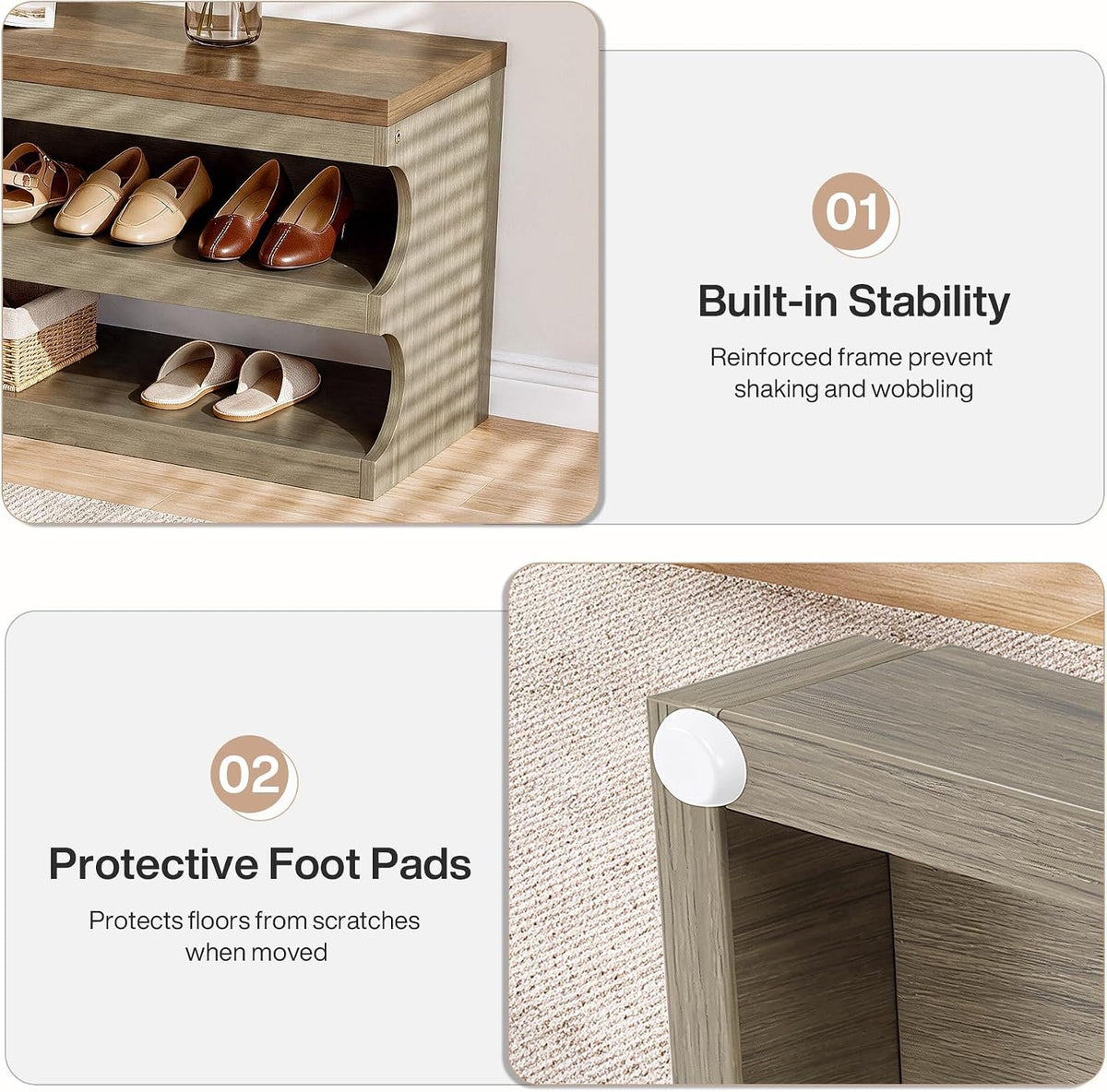 Tribesigns Shoe Storage Bench with 3-Tier Shoe Rack, Entryway Bench with Storage for 12 Pairs of Shoes
