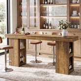 Tribesigns 78.7-Inch Extra-Long Bar Table for 4–8, Farmhouse Counter Height Dining Table with 4-Tier Storage Shelves 3