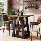 Tribesigns 35.4-Inch Square Bar Table for 2–4, Farmhouse Pub Table with 2-Tier Storage Shelves, Counter Height Dining Tabl 3