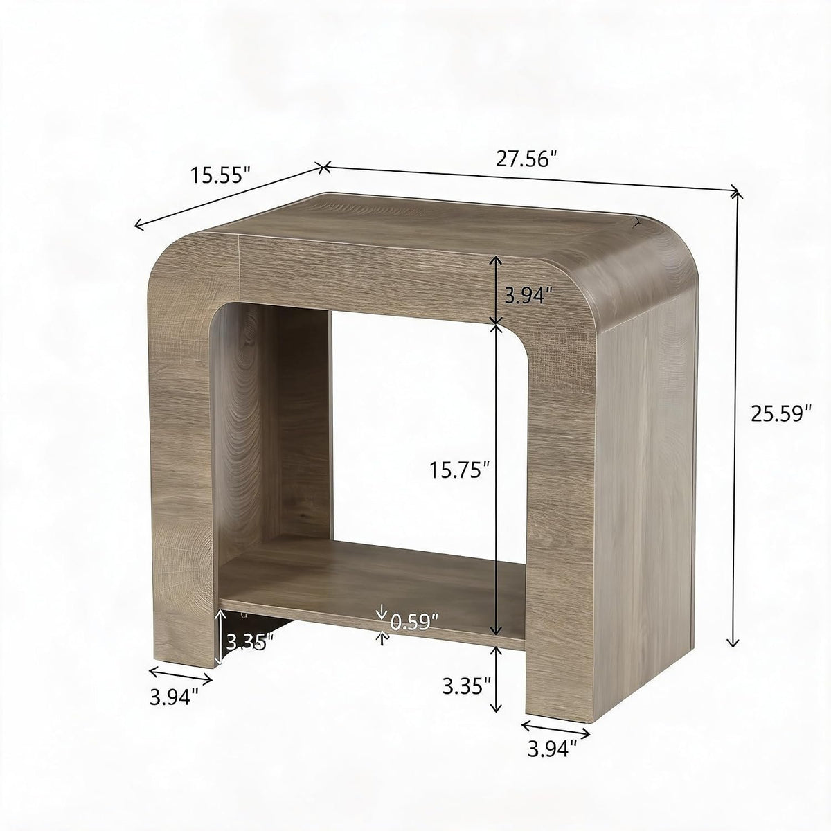 Tribesigns Small Side Table, 2-Tier Farmhouse End Table with Lower Shelf, 100 lb Capacity, Rounded Wood Nightstand