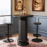 Bistro Sets with 2 Barstools, Pub Cocktail Table Bar Table with Chairs Tribesigns#Color_Black 3