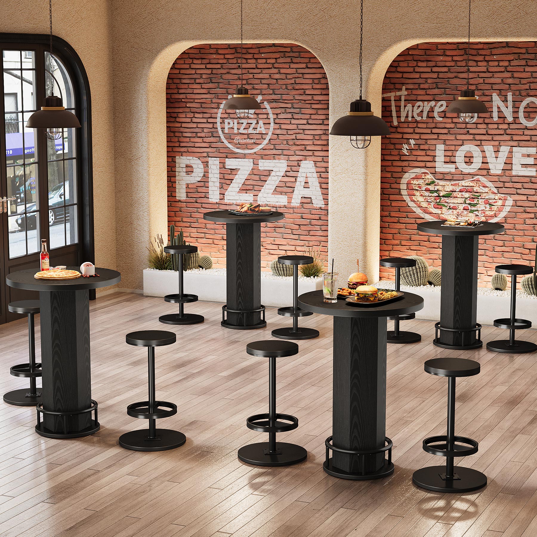 Bistro Sets with 2 Barstools, Pub Cocktail Table Bar Table with Chairs