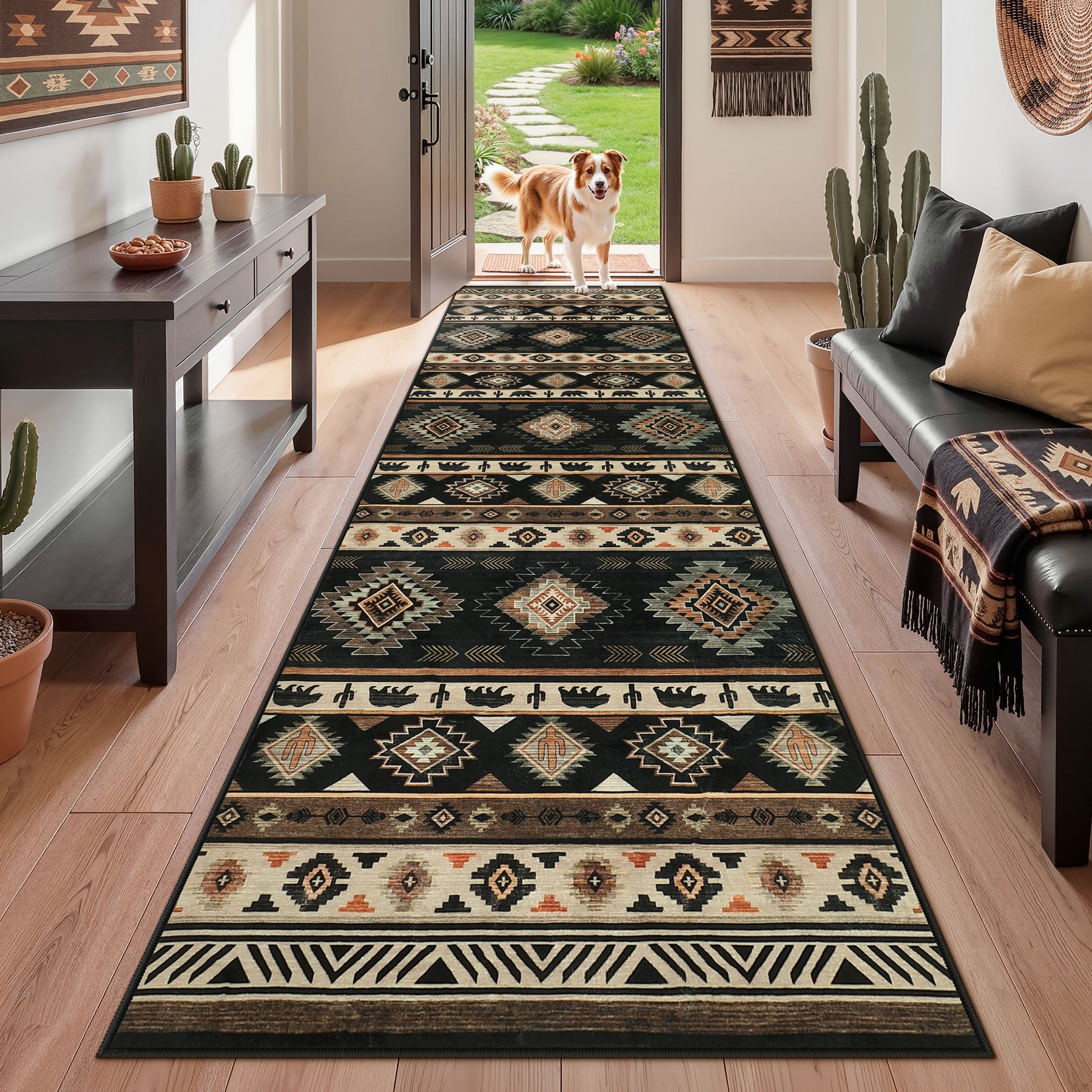 2.5x8/5x7 Boho Southwestern Area Rug, Soft Washable Non Skid Runners Rugs, Aztec Tribal Indoor Carpet for Home Decor