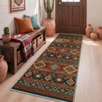 Boho Southwestern Area Rug#Color_Red&Balck