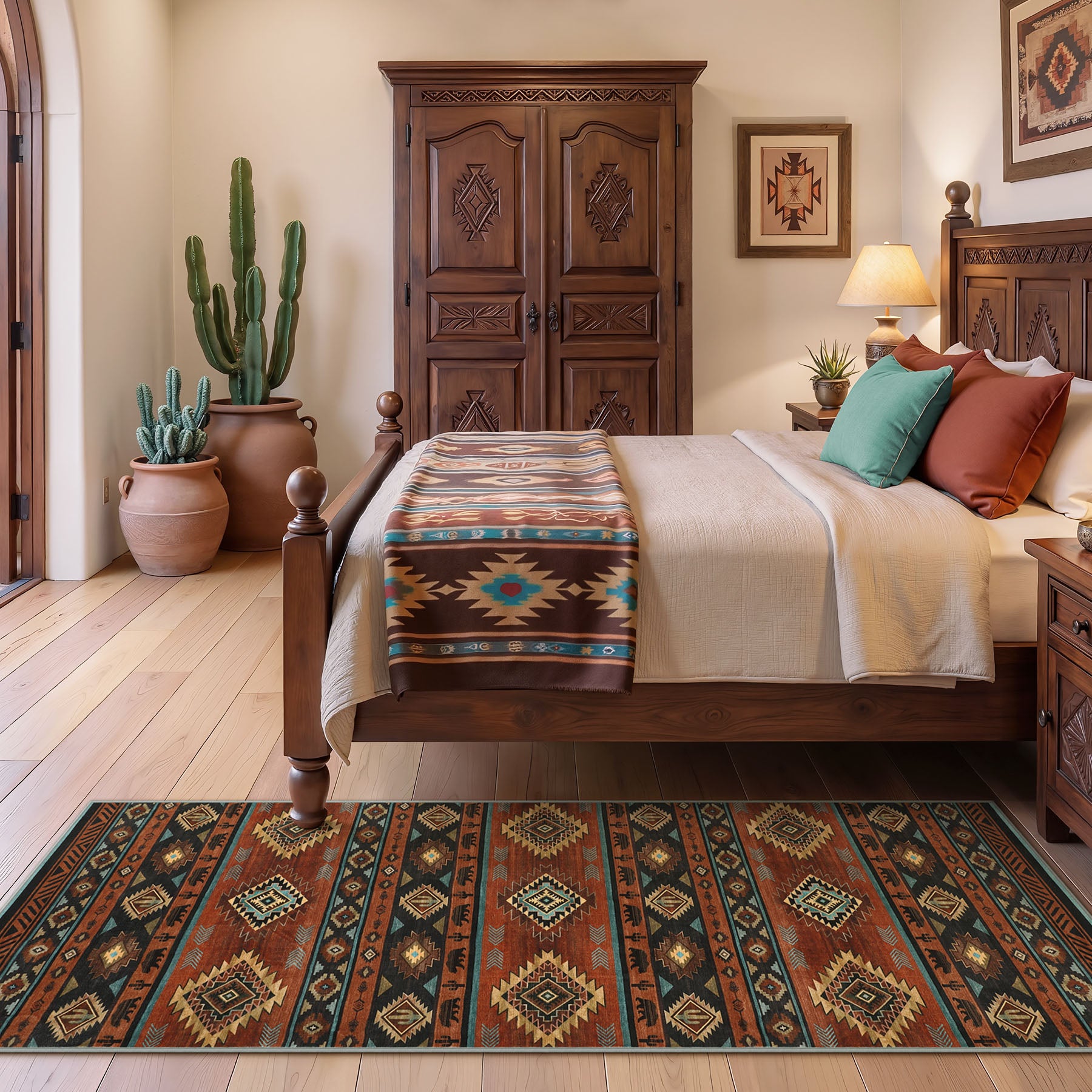 2.5x8/5x7 Boho Southwestern Area Rug, Soft Washable Non Skid Runners Rugs, Aztec Tribal Indoor Carpet for Home Decor